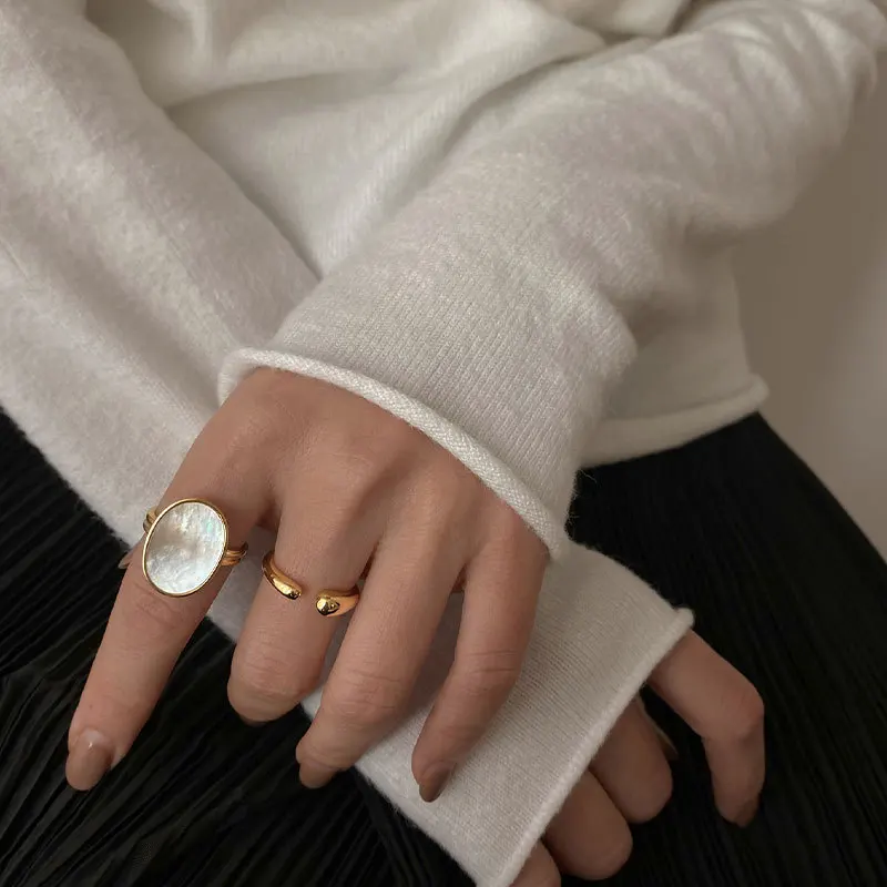 Wedding Tap - 여성용 스테인리스 스틸 와이드 링 18K