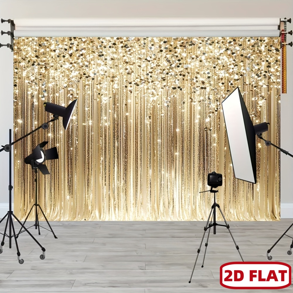 Wedding Backdrop Curtain - 골드 스팽글 커튼 2D 플랫 사진