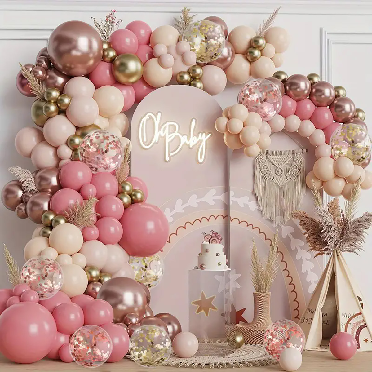 Wedding Day Supply Kit - 137pcs 빈티지 핑크 로즈 화이트 모래