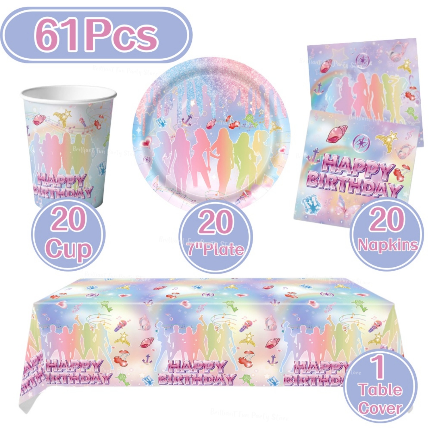61개입 Kpop 팬 생일 일회용 식기 세트 종이 접시 - Wedding Day Supply Kit 리뷰 및 가격