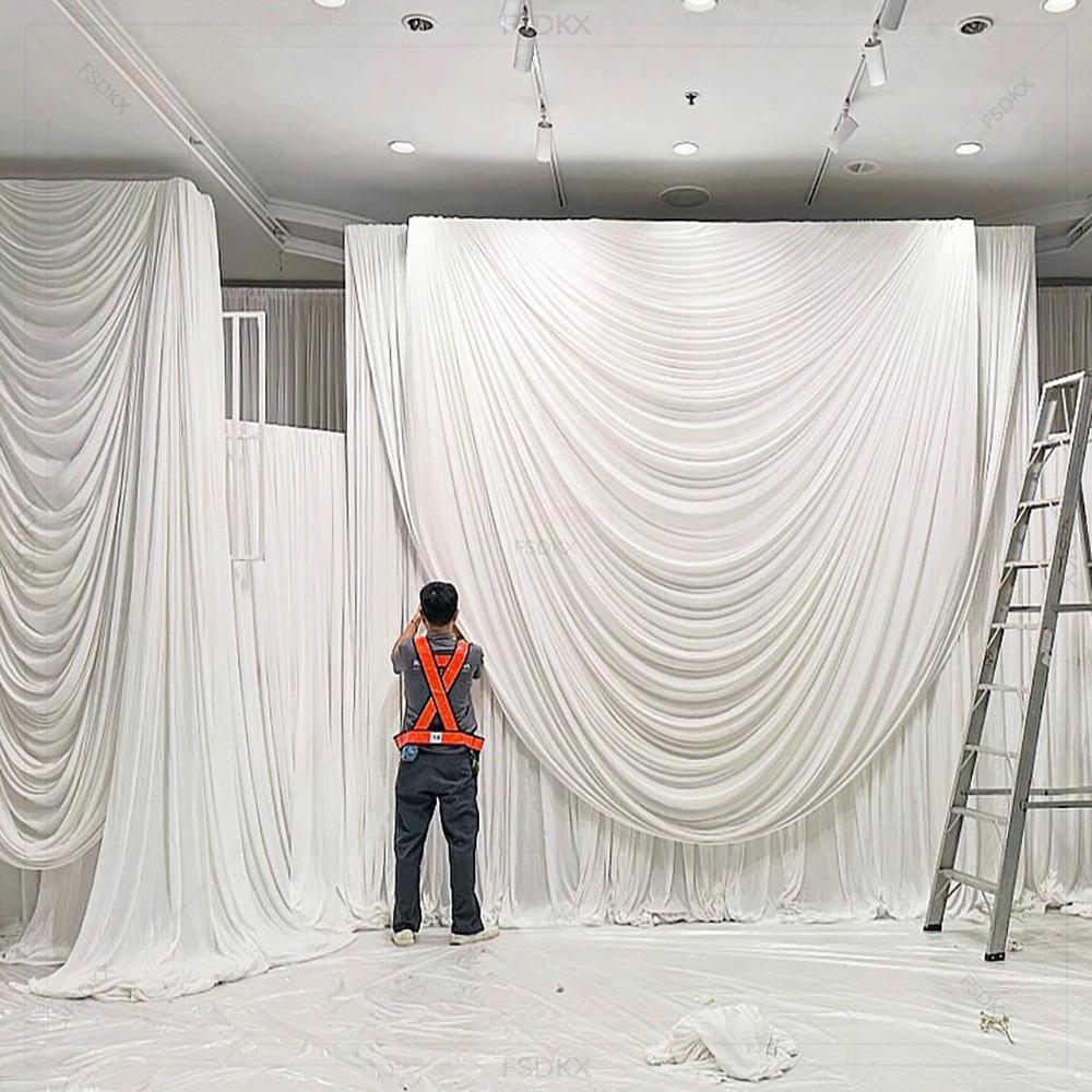 FSDKX 저렴한 흰색 아이스 실크 천 웨딩 파티 배경 - Wedding Backdrop Curtain 리뷰 및 가격