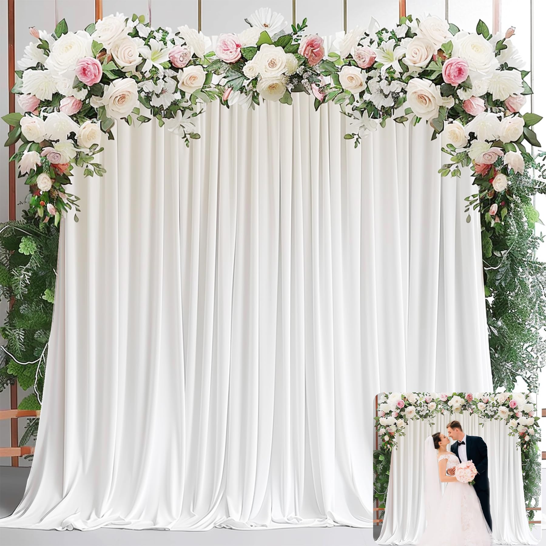 파티용 흰색 배경 커튼 - 베이비 샤워, 생일 사진,  - Wedding Backdrop Curtain 리뷰 및 가격