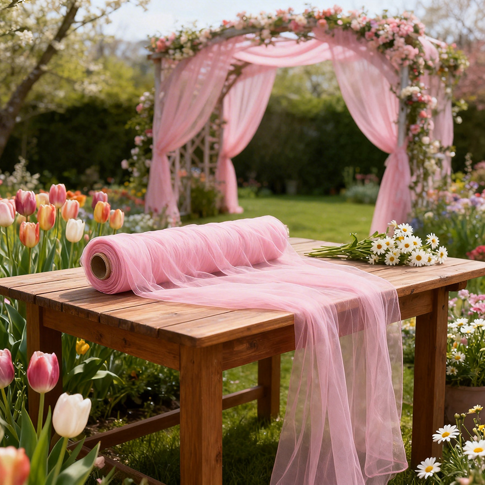 엑스트라 롱 세미 투명 튤 거즈 드레이프, 야외 웨딩  - Wedding Backdrop Curtain 리뷰 및 가격